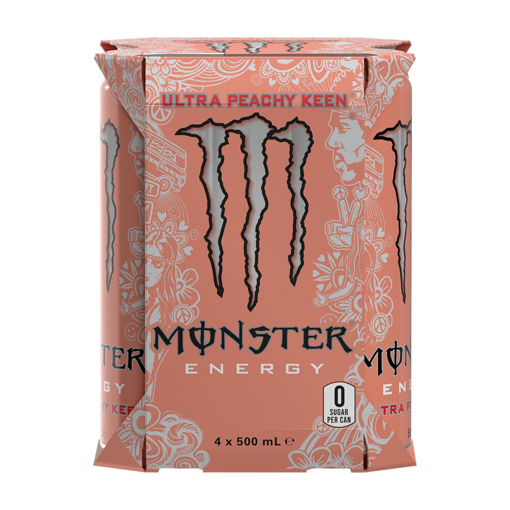 MONSTER CANS 0.5 (4) PEACH KEEN